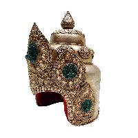 Buddhist Ritual Crown, Lama Crown With Pancha Buddha. Silver Plated And Dragon Carving