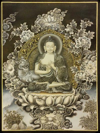 Vairochana Buddha Thangka, [master Quality], Buddhist Traditional Painting, Newari Style