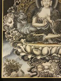 Vairochana Buddha Thangka, [master Quality], Buddhist Traditional Painting, Newari Style
