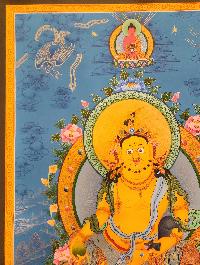 Yellow Jambhala Thangka, Buddhist Traditional Painting, Tibetan Style, [real Gold], [hand Painted]