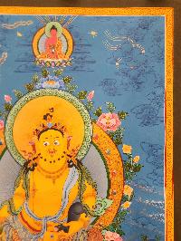 Yellow Jambhala Thangka, Buddhist Traditional Painting, Tibetan Style, [real Gold], [hand Painted]