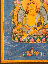 Yellow Jambhala Thangka, Buddhist Traditional Painting, Tibetan Style, [real Gold], [hand Painted]