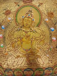 Vajrasattva Thangka, [high Quality], Buddhist Traditional Painting, Lhyape Style, [real Gold]