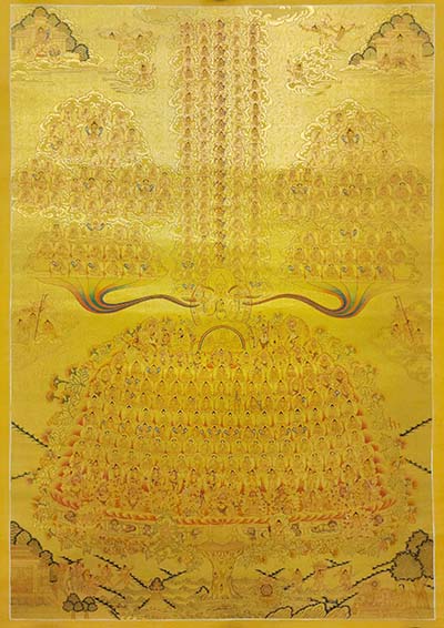 Tsongkhapa Refuge Tree Thangka, [master Quality], Buddhist Traditional Painting, Lhyape Style, [real Gold]