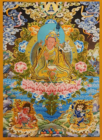 Padmasambhava Thangka, [master Quality], Buddhist Traditional Painting, Tibetan Style, [real Gold]