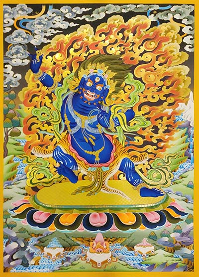 Vajrapani Thangka, [master Quality] Buddhist Traditional Painting, Tibetan Style, [real Gold], [hand Painted]