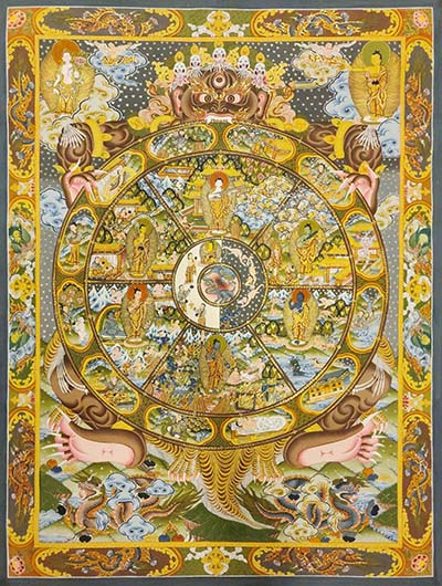 Wheel Of Life Thangka, [master Quality], Buddhist Traditional Painting, Tibetan Style, [real Gold]