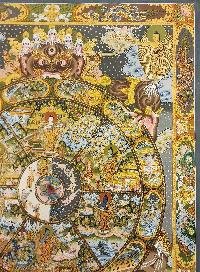 Wheel Of Life Thangka, [master Quality], Buddhist Traditional Painting, Tibetan Style, [real Gold]