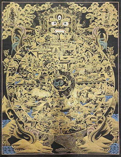 Wheel Of Life Thangka, [master Quality], Buddhist Traditional Painting, Tibetan Style, [real Gold]