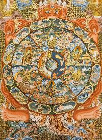 Wheel Of Life Thangka, [master Quality], Buddhist Traditional Painting, Tibetan Style, [real Gold]