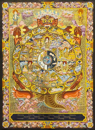 Wheel Of Life Thangka, [master Quality], Buddhist Traditional Painting, Tibetan Style, [real Gold]