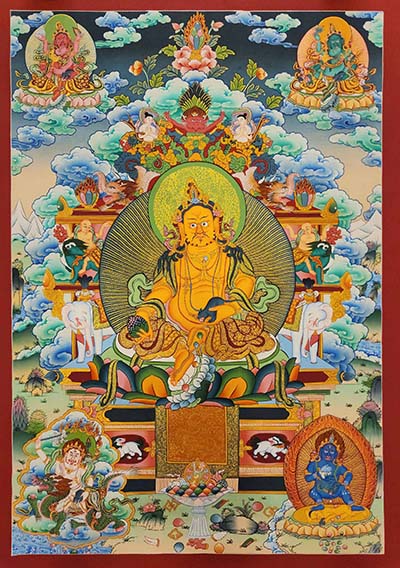 Five [pancha] Jambhala Thangka, [good Quality], Buddhist Traditional Painting, Tibetan Style