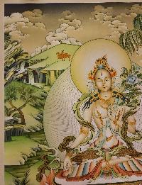 White Tara Thangka, [master Quality], Buddhist Traditional Painting, Karma Gadri Art Style, [rare Find]
