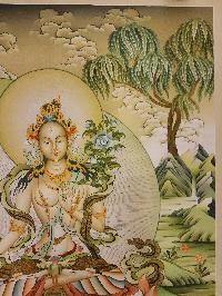 White Tara Thangka, [master Quality], Buddhist Traditional Painting, Karma Gadri Art Style, [rare Find]