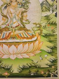White Tara Thangka, [master Quality], Buddhist Traditional Painting, Karma Gadri Art Style, [rare Find]