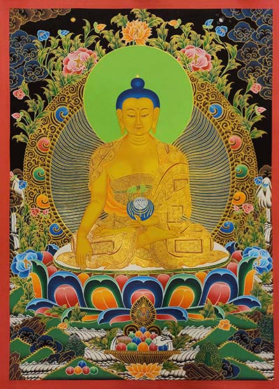 Shakyamuni Buddha Thangka, Buddhist Traditional Painting, Tibetan Style, [real Gold]