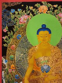 Shakyamuni Buddha Thangka, Buddhist Traditional Painting, Tibetan Style, [real Gold]