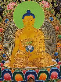 Shakyamuni Buddha Thangka, Buddhist Traditional Painting, Tibetan Style, [real Gold]