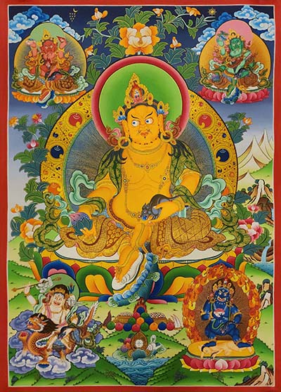 Five [pancha] Jambhala Thangka, [master Quality], Buddhist Traditional Painting, Tibetan Style, [real Gold]