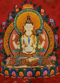 Chenrezig Thangka, Buddhist Traditional Painting, Tibetan Style