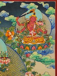 Five Dhyani Manjushri Thangka, Buddhist Traditional Painting, Tibetan Style