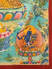Five Dhyani Manjushri Thangka, Buddhist Traditional Painting, Tibetan Style