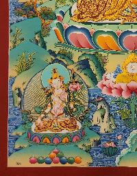 Five Dhyani Manjushri Thangka, Buddhist Traditional Painting, Tibetan Style