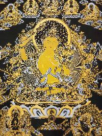 Manjushri Thangka With Pancha Buddha, Buddhist Traditional Painting, Tibetan Style, Three Great Bodhisattvas