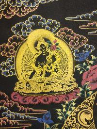 Padmasambhava Thangka, [black And Gold], Buddhist Traditional Hand Painting, Tibetan Style, [fast Selling]