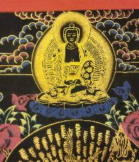 Padmasambhava Thangka, [black And Gold], Buddhist Traditional Hand Painting, Tibetan Style, [fast Selling]