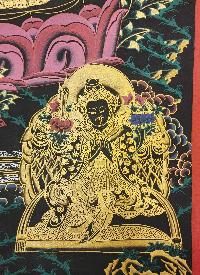 Padmasambhava Thangka, [black And Gold], Buddhist Traditional Hand Painting, Tibetan Style, [fast Selling]