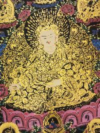 Padmasambhava Thangka, [black And Gold], Buddhist Traditional Hand Painting, Tibetan Style, [fast Selling]