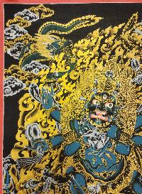 Black Mahakala 6 Arms Thangka, [black And Gold], Buddhist Traditional Hand Painting, Tibetan Style, [fast Selling]
