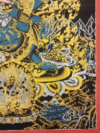 Black Mahakala 6 Arms Thangka, [black And Gold], Buddhist Traditional Hand Painting, Tibetan Style, [fast Selling]