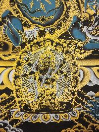 Black Mahakala 6 Arms Thangka, [black And Gold], Buddhist Traditional Hand Painting, Tibetan Style, [fast Selling]
