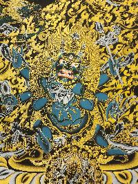 Black Mahakala 6 Arms Thangka, [black And Gold], Buddhist Traditional Hand Painting, Tibetan Style, [fast Selling]
