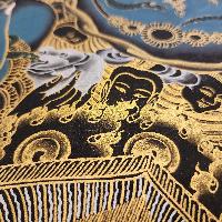 Black Mahakala 6 Arms Thangka, [black And Gold], Buddhist Traditional Hand Painting, Tibetan Style, [fast Selling]