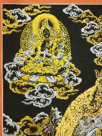 Jambhala: Namtose Thangka, [black And Gold], Buddhist Traditional Hand Painting, Tibetan Style, [fast Selling]
