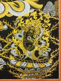 Jambhala: Namtose Thangka, [black And Gold], Buddhist Traditional Hand Painting, Tibetan Style, [fast Selling]