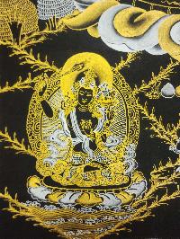 Jambhala: Namtose Thangka, [black And Gold], Buddhist Traditional Hand Painting, Tibetan Style, [fast Selling]