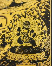 Five Jambhala Thangka, [black And Gold], Buddhist Traditional Hand Painting, Tibetan Style, [fast Selling]
