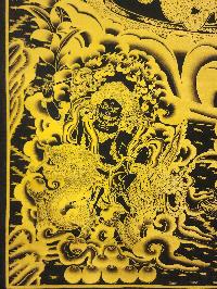 Five Jambhala Thangka, [black And Gold], Buddhist Traditional Hand Painting, Tibetan Style, [fast Selling]