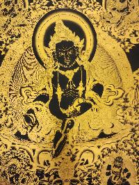 Five Jambhala Thangka, [black And Gold], Buddhist Traditional Hand Painting, Tibetan Style, [fast Selling]