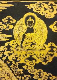 White Tara Thangka, [black And Gold], Buddhist Traditional Hand Painting, Tibetan Style, Three Long Life Deities, [fast Selling]