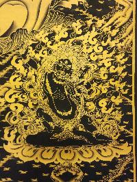White Tara Thangka, [black And Gold], Buddhist Traditional Hand Painting, Tibetan Style, Three Long Life Deities, [fast Selling]