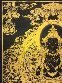 Maitreya Buddha Thangka, [black And Gold], Buddhist Traditional Hand Painting, Tibetan Style, [fast Selling]