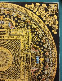 Mantra Mandala Thangka, [black And Gold], Buddhist Traditional Hand Painting, Tibetan Style, [fast Selling]