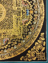 Mantra Mandala Thangka, [black And Gold], Buddhist Traditional Hand Painting, Tibetan Style, [fast Selling]
