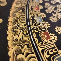 Mantra Mandala Thangka, [black And Gold], Buddhist Traditional Hand Painting, Tibetan Style, [fast Selling]