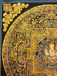 Mandala Thangka, [black And Gold], Buddhist Traditional Hand Painting, Tibetan Style, [fast Selling]